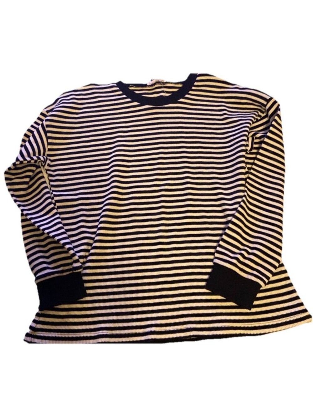 Betsey’s Boutique Shop Women’s Medium Black & Cream Waffle Weave Shirt